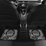 Black And White Lotus Flower Print Front and Back Car Floor Mats