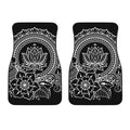 Black And White Lotus Flower Print Front Car Floor Mats