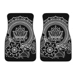 Black And White Lotus Flower Print Front Car Floor Mats