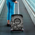 Black And White Lotus Flower Print Luggage Cover