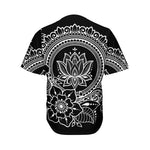 Black And White Lotus Flower Print Men's Baseball Jersey