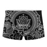 Black And White Lotus Flower Print Men's Boxer Briefs