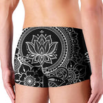 Black And White Lotus Flower Print Men's Boxer Briefs