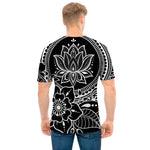 Black And White Lotus Flower Print Men's T-Shirt