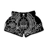 Black And White Lotus Flower Print Muay Thai Boxing Shorts