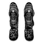 Black And White Lotus Flower Print Muay Thai Shin Guard