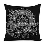 Black And White Lotus Flower Print Pillow Cover