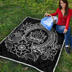 Black And White Lotus Flower Print Quilt