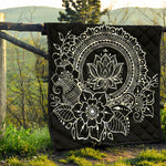 Black And White Lotus Flower Print Quilt