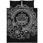 Black And White Lotus Flower Print Quilt Bed Set