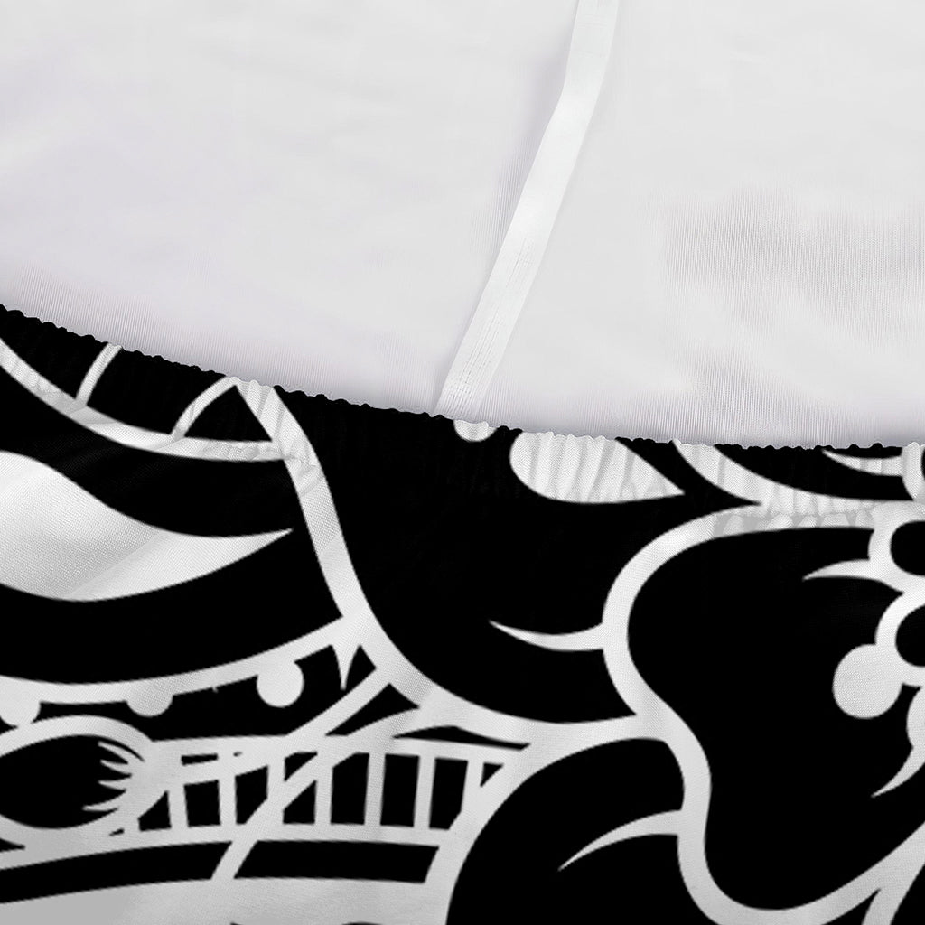 Black And White Lotus Flower Print Sofa Cover