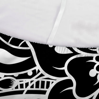 Black And White Lotus Flower Print Sofa Cover