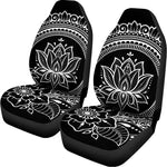 Black And White Lotus Flower Print Universal Fit Car Seat Covers