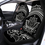 Black And White Lotus Flower Print Universal Fit Car Seat Covers