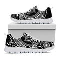 Black And White Lotus Flower Print White Running Shoes