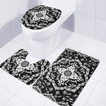 Black And White Lotus Mandala Print 3 Piece Bath Mat Set