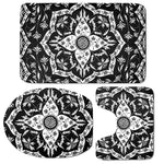 Black And White Lotus Mandala Print 3 Piece Bath Mat Set