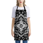 Black And White Lotus Mandala Print Apron