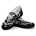 Black And White Lotus Mandala Print Black Slip On Sneakers