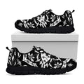 Black And White Lotus Mandala Print Black Running Shoes