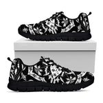 Black And White Lotus Mandala Print Black Sneakers