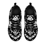 Black And White Lotus Mandala Print Black Sneakers