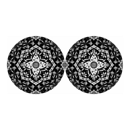 Black And White Lotus Mandala Print Car Coasters