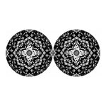 Black And White Lotus Mandala Print Car Coasters