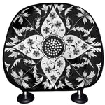 Black And White Lotus Mandala Print Car Headrest Covers