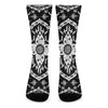 Black And White Lotus Mandala Print Crew Socks