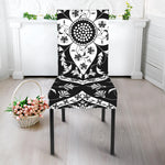 Black And White Lotus Mandala Print Dining Chair Slipcover