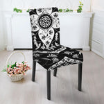 Black And White Lotus Mandala Print Dining Chair Slipcover