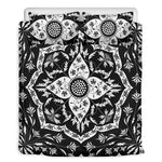 Black And White Lotus Mandala Print Duvet Cover Bedding Set