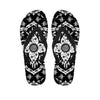 Black And White Lotus Mandala Print Flip Flops