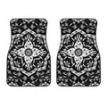 Black And White Lotus Mandala Print Front Car Floor Mats