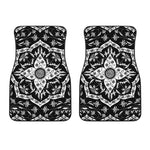 Black And White Lotus Mandala Print Front Car Floor Mats