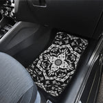 Black And White Lotus Mandala Print Front Car Floor Mats