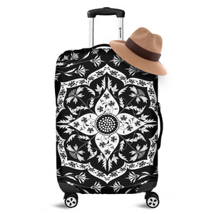 Black And White Lotus Mandala Print Luggage Cover