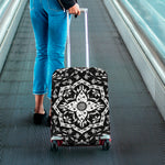 Black And White Lotus Mandala Print Luggage Cover