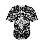 Black And White Lotus Mandala Print Men's Baseball Jersey