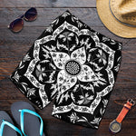 Black And White Lotus Mandala Print Men's Shorts