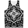 Black And White Lotus Mandala Print Men's Tank Top