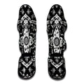 Black And White Lotus Mandala Print Muay Thai Shin Guards