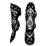 Black And White Lotus Mandala Print Muay Thai Shin Guard