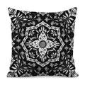 Black And White Lotus Mandala Print Pillow Cover