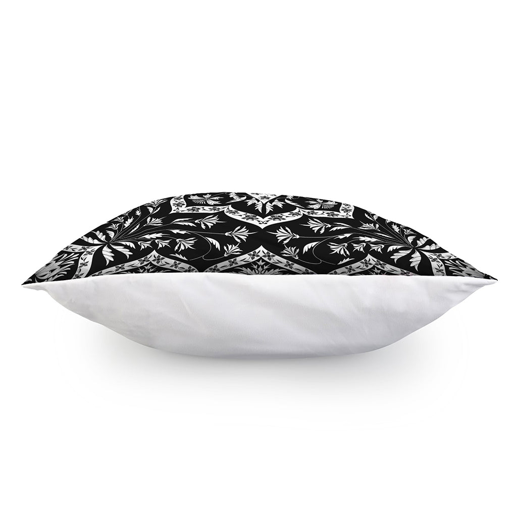Black And White Lotus Mandala Print Pillow Cover