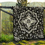 Black And White Lotus Mandala Print Quilt