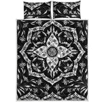 Black And White Lotus Mandala Print Quilt Bed Set