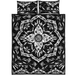 Black And White Lotus Mandala Print Quilt Bed Set