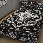 Black And White Lotus Mandala Print Quilt Bed Set